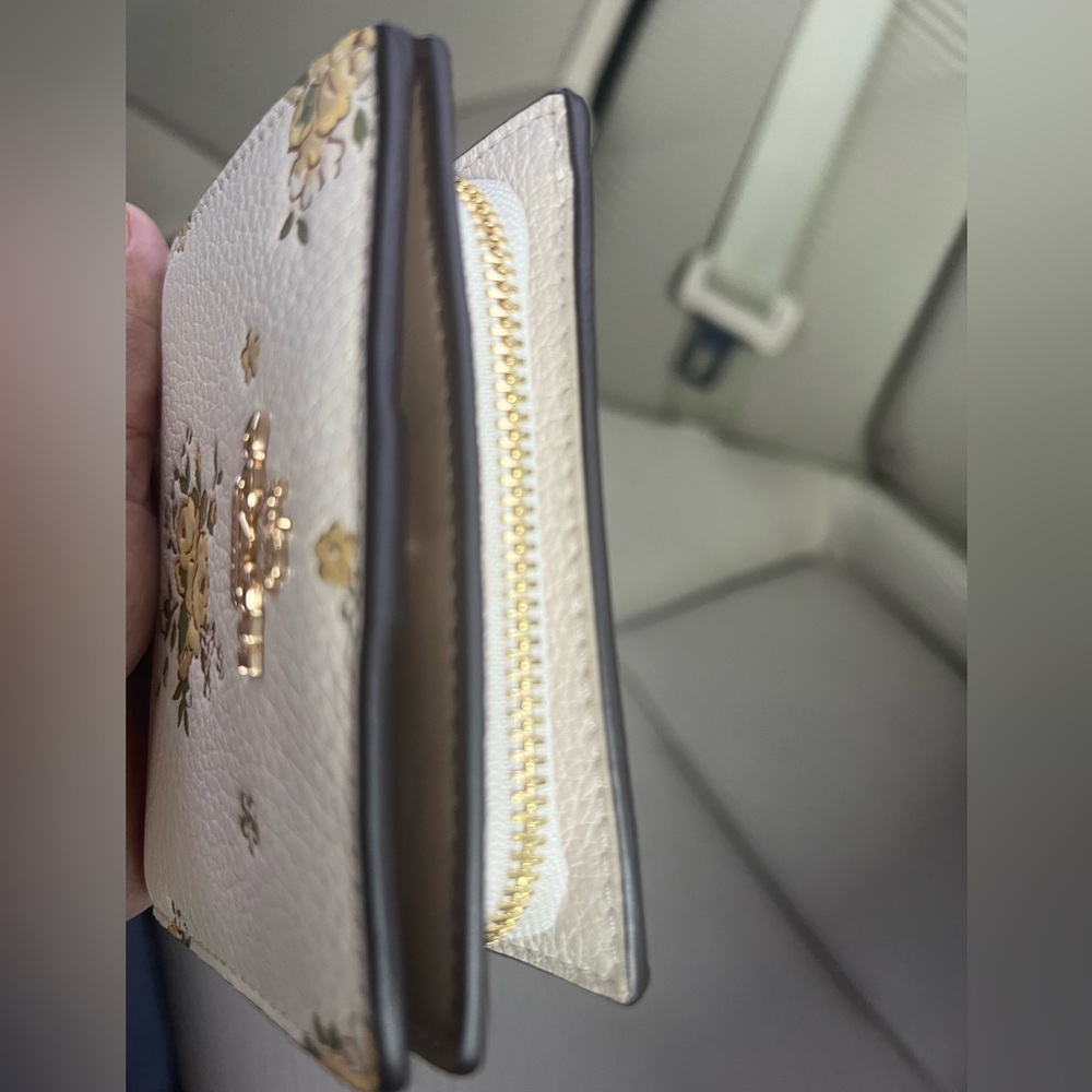 Coach White and Yellow Floral Mini Wallet - Picture 3 of 4